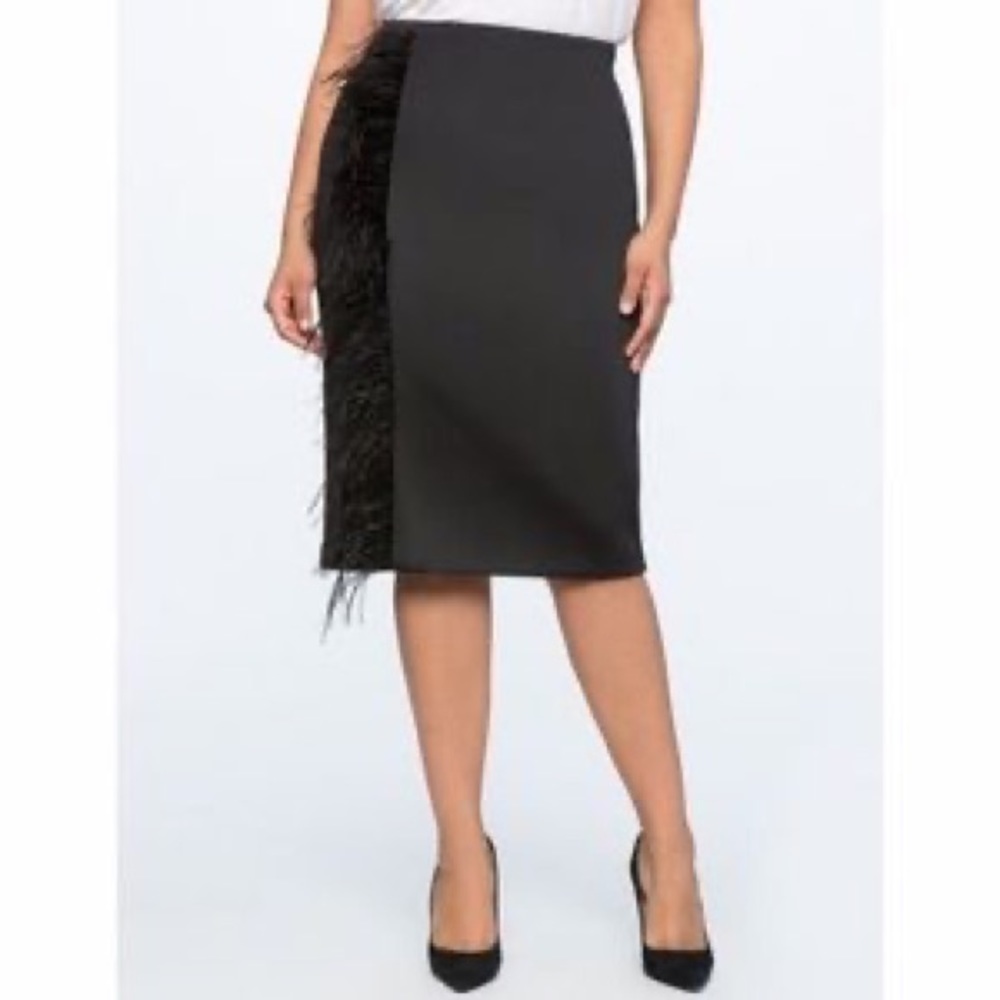 Eloquii Feather Trimmed Skirt Size 16